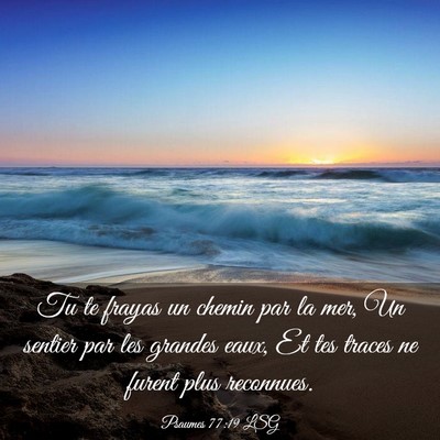 Picture 03 - Psaumes 77:19 LSG - Tu te frayas un chemin par la mer, Un sentier par - Bible Verse Picture