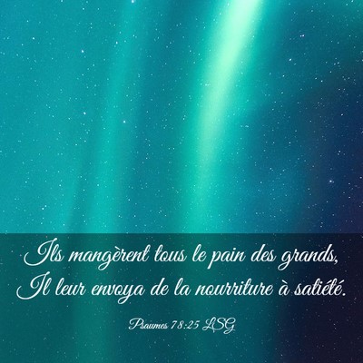Picture 03 - Psaumes 78:25 LSG - Ils mangèrent tous le pain des grands, Il leur - Bible Verse Picture