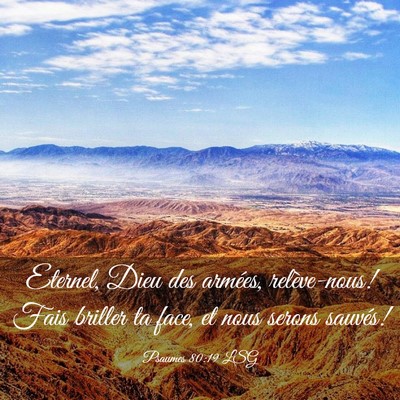 Picture 03 - Psaumes 80:19 LSG - Eternel, Dieu des armées, relève-nous! Fais - Bible Verse Picture