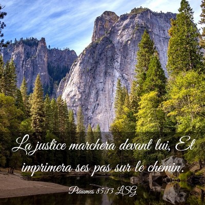 Picture 03 - Psaumes 85:13 LSG - La justice marchera devant lui, Et imprimera ses - Bible Verse Picture