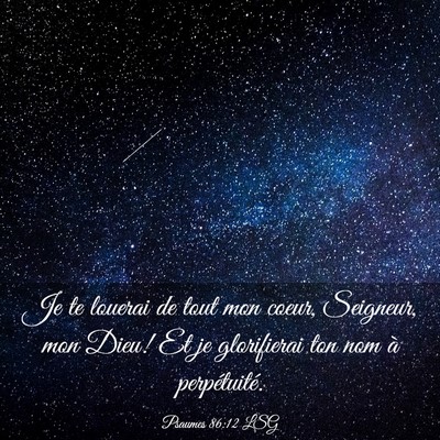 Picture 03 - Psaumes 86:12 LSG - Je te louerai de tout mon coeur, Seigneur, mon - Bible Verse Picture