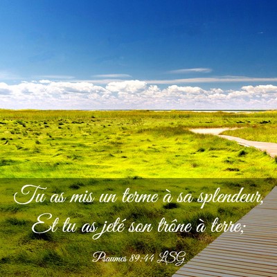 Picture 03 - Psaumes 89:44 LSG - Tu as mis un terme à sa splendeur, Et tu as - Bible Verse Picture