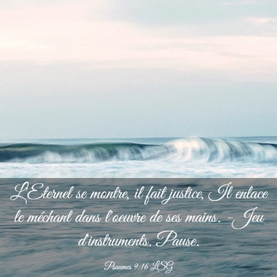 Picture 03 - Psaumes 9:16 LSG - L'Eternel se montre, il fait justice, Il enlace - Bible Verse Picture