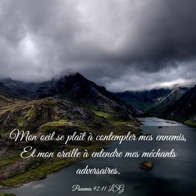 Picture 03 - Psaumes 92:11 LSG - Mon oeil se plaît à contempler mes ennemis, Et - Bible Verse Picture
