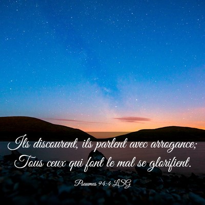 Picture 03 - Psaumes 94:4 LSG - Ils discourent, ils parlent avec arrogance; Tous - Bible Verse Picture