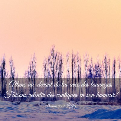 Picture 03 - Psaumes 95:2 LSG - Allons au-devant de lui avec des louanges, - Bible Verse Picture