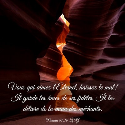 Picture 03 - Psaumes 97:10 LSG - Vous qui aimez l'Eternel, haïssez le mal! Il - Bible Verse Picture