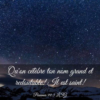 Picture 03 - Psaumes 99:3 LSG - Qu'on célèbre ton nom grand et redoutable! Il - Bible Verse Picture