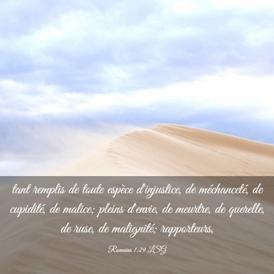 Picture 03 - Romains 1:29 LSG - tant remplis de toute espèce d'injustice, de - Bible Verse Picture