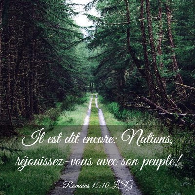 Picture 03 - Romains 15:10 LSG - Il est dit encore: Nations, réjouissez-vous avec - Bible Verse Picture