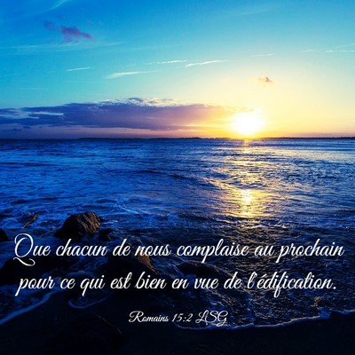 Picture 03 - Romains 15:2 LSG - Que chacun de nous complaise au prochain pour ce - Bible Verse Picture