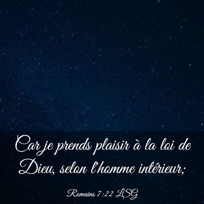 Picture 03 - Romains 7:22 LSG - Car je prends plaisir à la loi de Dieu, selon - Bible Verse Picture