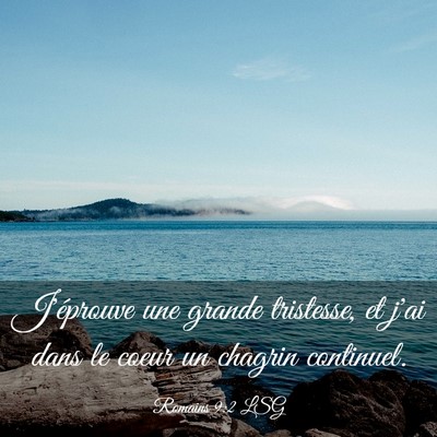 Picture 03 - Romains 9:2 LSG - J'éprouve une grande tristesse, et j'ai dans le - Bible Verse Picture