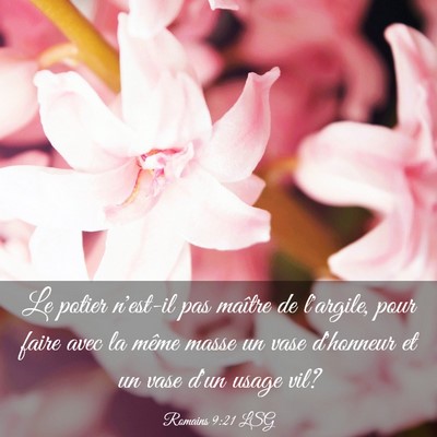 Picture 03 - Romains 9:21 LSG - Le potier n'est-il pas maître de l'argile, pour - Bible Verse Picture