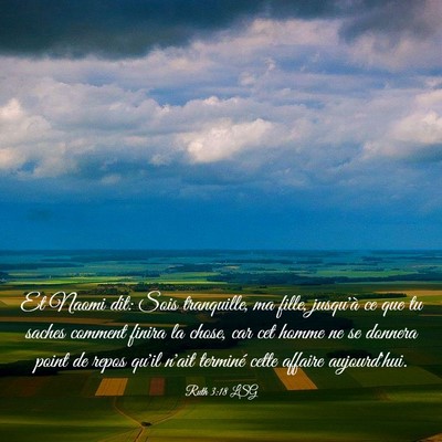 Picture 03 - Ruth 3:18 LSG - Et Naomi dit: Sois tranquille, ma fille, jusqu'à - Bible Verse Picture