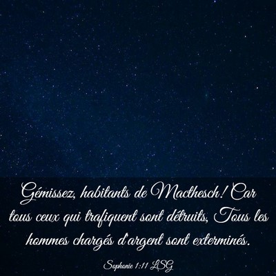 Picture 03 - Sophonie 1:11 LSG - Gémissez, habitants de Macthesch! Car tous ceux - Bible Verse Picture