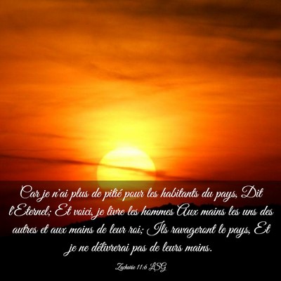 Picture 03 - Zacharie 11:6 LSG - Car je n'ai plus de pitié pour les habitants du - Bible Verse Picture
