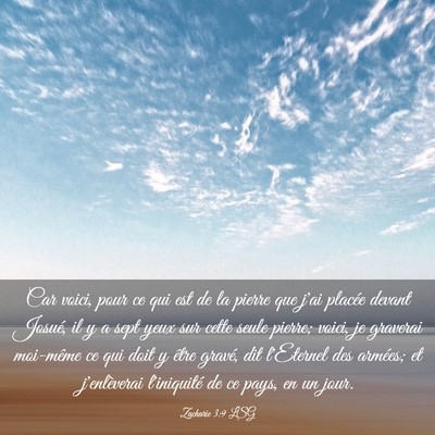 Picture 03 - Zacharie 3:9 LSG - Car voici, pour ce qui est de la pierre que j'ai - Bible Verse Picture