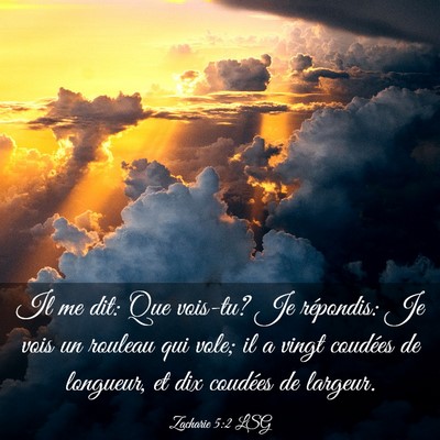 Picture 03 - Zacharie 5:2 LSG - Il me dit: Que vois-tu? Je répondis: Je vois un - Bible Verse Picture