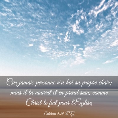 Picture 03 - Éphésiens 5:29 LSG - Car jamais personne n'a haï sa propre chair; - Bible Verse Picture