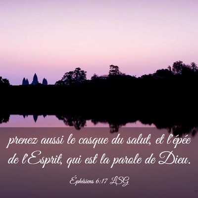 Picture 03 - Éphésiens 6:17 LSG - prenez aussi le casque du salut, et l'épée de - Bible Verse Picture