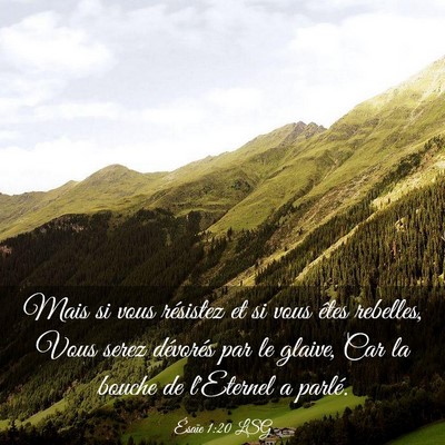 Picture 03 - Ésaïe 1:20 LSG - Mais si vous résistez et si vous êtes rebelles, - Bible Verse Picture