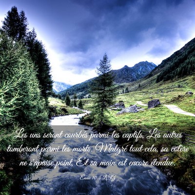 Picture 03 - Ésaïe 10:4 LSG - Les uns seront courbés parmi les captifs, Les - Bible Verse Picture