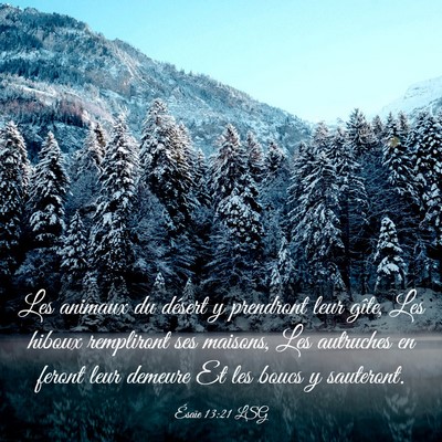 Picture 03 - Ésaïe 13:21 LSG - Les animaux du désert y prendront leur gîte, - Bible Verse Picture