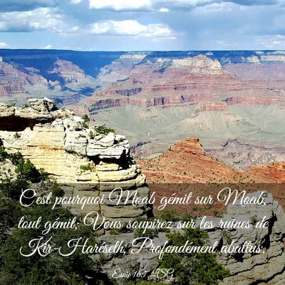Picture 03 - Ésaïe 16:7 LSG - C'est pourquoi Moab gémit sur Moab, tout gémit; - Bible Verse Picture