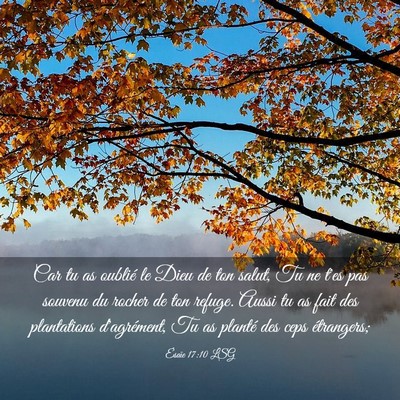 Picture 03 - Ésaïe 17:10 LSG - Car tu as oublié le Dieu de ton salut, Tu ne - Bible Verse Picture