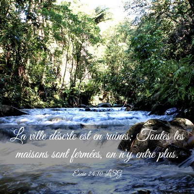 Picture 03 - Ésaïe 24:10 LSG - La ville déserte est en ruines; Toutes les - Bible Verse Picture