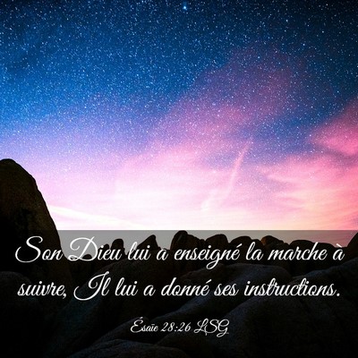 Picture 03 - Ésaïe 28:26 LSG - Son Dieu lui a enseigné la marche à suivre, Il - Bible Verse Picture