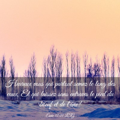 Picture 03 - Ésaïe 32:20 LSG - Heureux vous qui partout semez le long des eaux, - Bible Verse Picture