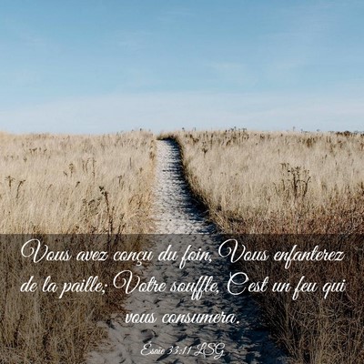 Picture 03 - Ésaïe 33:11 LSG - Vous avez conçu du foin, Vous enfanterez de la - Bible Verse Picture