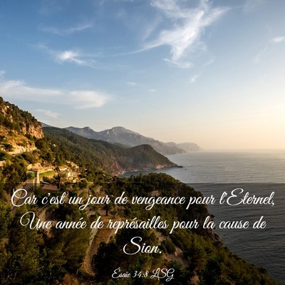 Picture 03 - Ésaïe 34:8 LSG - Car c'est un jour de vengeance pour l'Eternel, - Bible Verse Picture