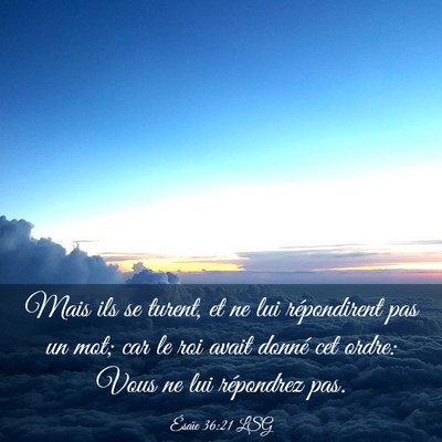Picture 03 - Ésaïe 36:21 LSG - Mais ils se turent, et ne lui répondirent pas un - Bible Verse Picture