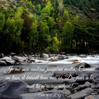 Picture 03 - Ésaïe 38:13 LSG - Je me suis contenu jusqu'au matin; Comme un lion, - Bible Verse Picture