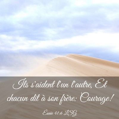 Picture 03 - Ésaïe 41:6 LSG - Ils s'aident l'un l'autre, Et chacun dit à son - Bible Verse Picture