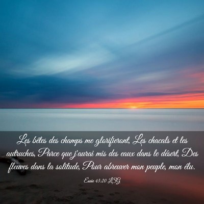 Picture 03 - Ésaïe 43:20 LSG - Les bêtes des champs me glorifieront, Les - Bible Verse Picture