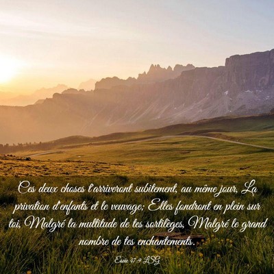 Picture 03 - Ésaïe 47:9 LSG - Ces deux choses t'arriveront subitement, au même - Bible Verse Picture