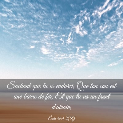 Picture 03 - Ésaïe 48:4 LSG - Sachant que tu es endurci, Que ton cou est une - Bible Verse Picture