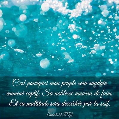 Picture 03 - Ésaïe 5:13 LSG - C'est pourquoi mon peuple sera soudain emmené - Bible Verse Picture