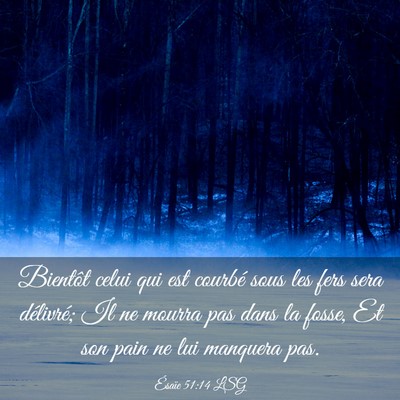 Picture 03 - Ésaïe 51:14 LSG - Bientôt celui qui est courbé sous les fers sera - Bible Verse Picture