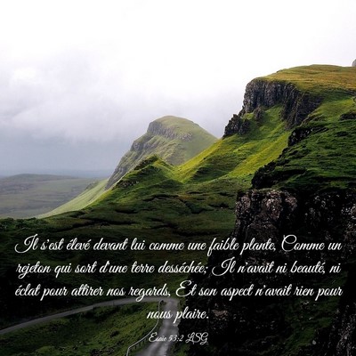 Picture 03 - Ésaïe 53:2 LSG - Il s'est élevé devant lui comme une faible - Bible Verse Picture