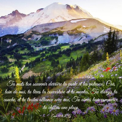 Picture 03 - Ésaïe 57:8 LSG - Tu mets ton souvenir derrière la porte et les - Bible Verse Picture