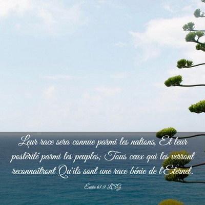 Picture 03 - Ésaïe 61:9 LSG - Leur race sera connue parmi les nations, Et leur - Bible Verse Picture