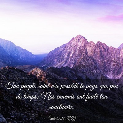 Picture 03 - Ésaïe 63:18 LSG - Ton peuple saint n'a possédé le pays que peu de - Bible Verse Picture