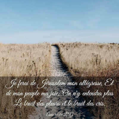 Picture 03 - Ésaïe 65:19 LSG - Je ferai de Jérusalem mon allégresse, Et de mon - Bible Verse Picture