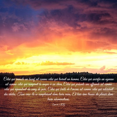 Picture 03 - Ésaïe 66:3 LSG - Celui qui immole un boeuf est comme celui qui - Bible Verse Picture