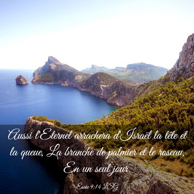Picture 03 - Ésaïe 9:14 LSG - Aussi l'Eternel arrachera d'Israël la tête et - Bible Verse Picture